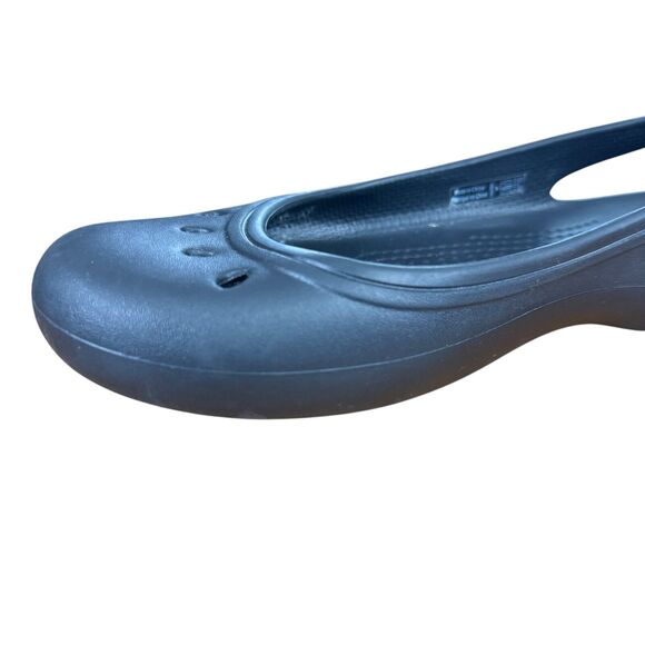 Crocs Kadee Womens Black Rubber Flats Slip On Round Toe Shoes Comfort sz 7 - Picture 5 of 16